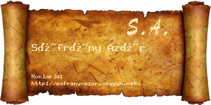 Sáfrány Azár névjegykártya